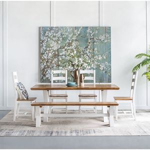 Saison bianco fiore di ciliegio stampa su tela Set 18.5 \ "X 59 \" decorazione da parete per soggiorno camera da letto ingresso ufficio Set di 4 - Product Image 1