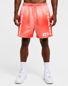 Shorts pour hommes HELLSTR avec imprimé Fearless, taille élastique rouge, style streetwear décontracté, respirant, en maille, pour la plage - Product Image 2