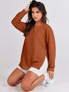 Sudadera Personalizada con Estampado Sólido y Cuello Redondo para Mujer, Ropa Casual de Algodón para Exteriores, Sudadera de Invierno para Mujer - Product Image 3