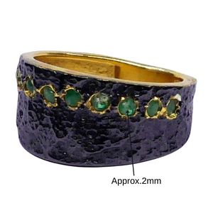 Wedding Wear 925 Sterling <b>Silver</b> Gold Plated Jewelry <b>Emerald</b> Gemstone Women Wear Classic Couple <b>Ring</b> - Product Image 1