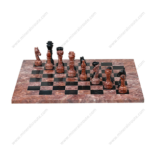 High Quality Natural Onyx <b>Marble</b> Chess Set Handmade Decorative Customizable Design Red and Black <b>Marble</b> Chess Set - Product Image 2
