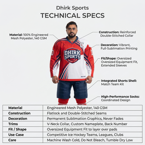 Jersey de Hockey sobre Hielo Sublimado Personalizado para Hombre, Uniformes Deportivos de Malla de Poliéster de Alto Rendimiento con Nombre y Número del Jugador, Etiqueta OEM - Product Image 5