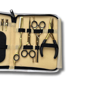 Kit d'outils pour extensions de cheveux, ciseaux dorés en métal, peigne, pinces, ensemble d'installation et de retrait pour extensions de cheveux, en acier inoxydable durable - Product Image 4