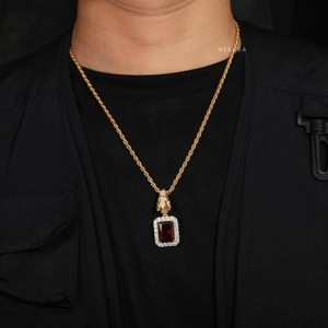 Colgante de Cabeza de Dragón Imponente - Colgante de Plata 925 con Moissanita, Colgante Central Grande con Circonita Roja 5A, Joyería con Piedras Engastadas a Mano - Product Image 6