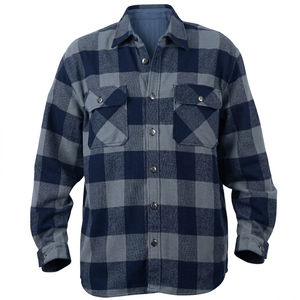 Heavyweight Men’s <b>Sherpa</b> <b>Lined</b> Flannel Shirt <b>Jacket</b> Plaid Waterproof Breathable Outdoor Sportswear Plus Size Printed Custom OEM - Product Image 1