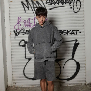 เสื้อฮู้ดดี้ผ้าฝ้าย 100% สกรีนโลโก้ตามสั่ง ทรงโอเวอร์ไซส์ แขนยาว สไตล์สตรีทแวร์ ล้างสีแบบแอซิดวอช - Product Image 4