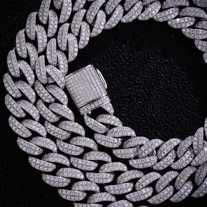 Luxury Iced Out Cuban Link Hip Hop Chain White Gold Finish <b>Statement</b> <b>Necklace</b> for Men Women Premium Streetwear Fashion Jewelry - Product Image 2