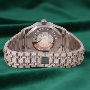 Reloj de Diamantes de Lujo Splendid Gift Jewelry, 28 mm, Correa de Moissanita/Plata, Esfera de Cristal de Zafiro, Movimiento Analógico de Cuarzo ETA, para Hombre - Product Image 2