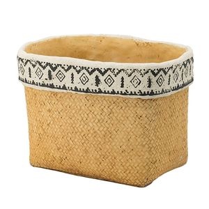 Ensemble de 2 jardinières rectangulaires à bordure géométrique, tailles L10.5x8.5x8 pouces et S7.5x5.5x6.5 pouces, pour fleurs et plantes vertes - Product Image 4