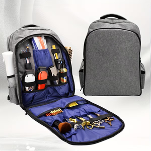 Portable Barber <b>Backpack</b> With Organized Compartments For <b>Tools</b> And Accessories Gray And Blue Professional Styling Bag - Product Image 6