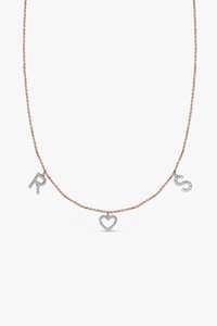 จี้เพชรตัวอักษรแบบกำหนดเอง ทองคำแท้ 14k 18k เพชรทรงกลมเพาะเลี้ยงในห้องปฏิบัติการ ประดับเพชรแบบฝังเต็มรูปหัวใจ สร้อยคอหรูหรา ผู้ผลิต - Product Image 5