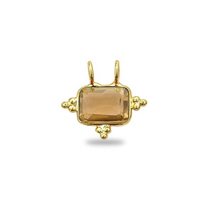 Charm de Cuarzo Champán Rectangular con Bisel Elegante, Chapado en Oro Hecho a Mano, Charm de Cuarzo Champán, Joyería de Piedra de Nacimiento, Proveedor Mayorista - Product Image 1