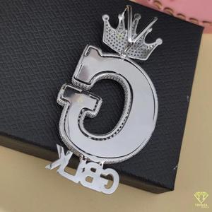 จี้เพชรเลี้ยงในห้องปฏิบัติการสุดหรู รุ่น " G GBLK " พร้อมมงกุฎประดับเพชรเต็มเส้น สไตล์ฮิปฮอป - Product Image 4