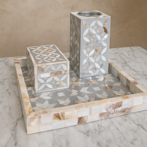 Handmade Wooden Bone Inlay Bakhoor Burner Tray and Storage Box Set with Decorative Inlay Design for Home Decor Ramadan Gift - Product Image 4