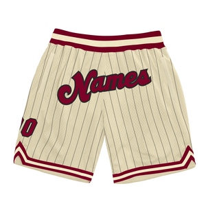 Shorts de basket-ball personnalisés écologiques, rayés noir et bordeaux, authentiques - Product Image 1