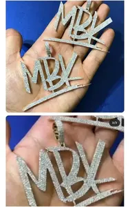 Colgante de Letra Personalizado de Moissanita, Plata de Ley 925, Estilo Hip Hop Iced Out, Collar con Nombre Personalizado, Colgante de Letra Personalizada - Product Image 3