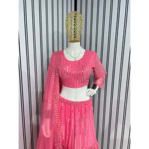 ชุด lehenga choli และ dupatta แฟนซีที่สวยงามสำหรับงานปาร์ตี้และชุดคลับ - Product Image 4