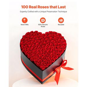 Rose Eterne: Confezione a Cuore con 100 Rose Stabilizzate - Bouquet Immortale per Compleanno, Regalo Eterno per Donne e Mogli - Product Image 2