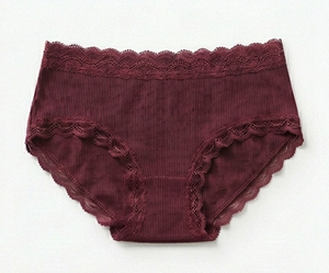Bralette sin Varillas para Mujer, Color Borgoña, con Ribete de Encaje, Copa Completa, Tejido de Spandex y Poliéster, Elegante, Sin Forro, Transpirable, con Tirantes No Ajustables - Product Image 3