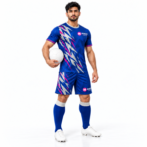 Ensemble d'uniformes de football unisexe sublimés, à séchage rapide, extensibles dans quatre directions, écologiques, avec maillot à manches courtes et short - Product Image 4