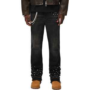 Experience The Perfect Glamour Of High End Fashion With Intricate Stone <b>Work</b> On Our Exclusive Rhinestone Denim Pent - Product Image 1