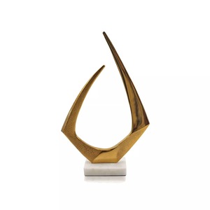 Abstract Gold Plated Geometric Sculpture Handmade Artistic Tabletop Decor Contemporary Living Room <b>Decoration</b> - Product Image 5