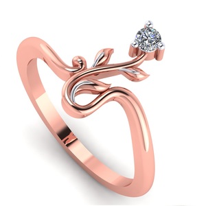 Exquisito Anillo de Hoja de Diamantes en Oro Rosa de 14K, Diseño Delicado Inspirado en la Naturaleza, Perfecto para Compromiso o Aniversario de Mujer - Product Image 1