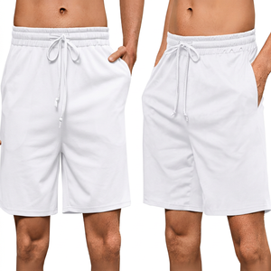 Shorts Bermuda pour hommes, couleur unie, séchage rapide, avec cordon de serrage, poches, vêtements de sport décontractés, options gris et noir - Product Image 2