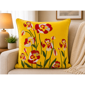 Premium Polyester Embroidered Floral Throw Pillow <b>Cover</b> | Designer <b>Cushion</b> <b>Cover</b> for Home Decoration - Product Image 2