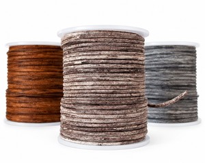Cordon en cuir véritable EXCEL EXPORTS, finition vieillie, marron, beige, gris, bandes DC12 pour bijoux DIY, bracelets, colliers, sacs - Product Image 1