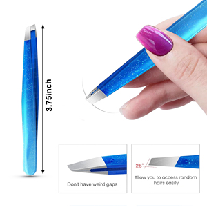 Pouch packing For Eyebrow Tweezers Stainless Steel Hair <b>Removal</b> Slanted Tip Eyebrow Tweezer Customized Logo No Gaps - Product Image 3
