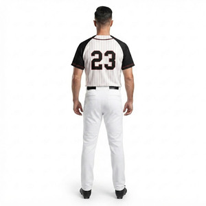 Maillot de baseball Performance à rayures fines pour adulte, vêtement de sport d'équipe, col en V court, respirant, séchage rapide, 100 % coton, écologique - Product Image 2