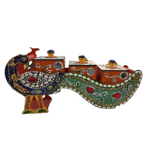 Handcrafted Classic Multifunction Peacock Shringar <b>Boxes</b> with Dimensional Tolerance <5mm Weight Tolerance <5% Made in India - Product Image 1