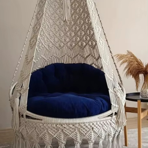Cream Cotton <b>Macrame</b> Swing, Hanging Chair, Hängesessel, Swing Chair, <b>Macrame</b> Rocking Swing Chair, hanging chair indoor, chair ha - Product Image 1