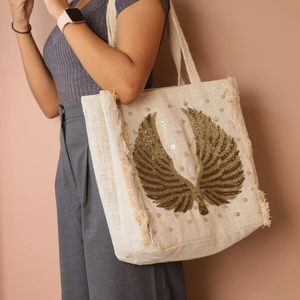 Sac fourre-tout 100 % naturel fait main pour femme, style décontracté, fabriqué en Inde par Whimsy Art Craft - Product Image 4