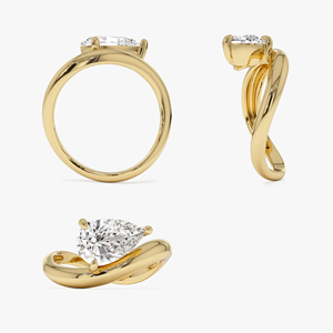 Anillo de Compromiso Unisex de Diamante Sintético Corte Pera de 1.5 Quilates, Chapado en Platino y Oro Blanco de 14k, Estilo Clásico, Certificado IGI - Product Image 4