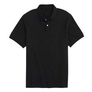 Polo à manches courtes pour homme, noir, uni, décontracté, tricoté, 100% coton, boutonné devant, coupe classique, tissu piqué anti-rides - Product Image 2