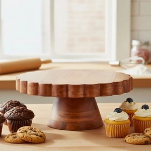 Soporte Redondo de Madera Ecológico para Pasteles, Hecho a Mano, para Exhibición de Postres en Fiestas, Bodas, Panaderías y Cafeterías - Product Image 2