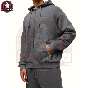 Ensemble de shorts et sweat à capuche zippé décontracté en tissu gris de qualité supérieure, nouvelle arrivée, lavable en machine - Product Image 4