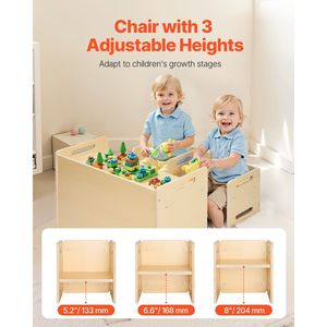Juego de escritorio Montessori para niños pequeños con 2 sillas Juego de mesa y silla de destete en muebles de madera para niños - Product Image 5