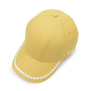 Gorra de Béisbol R*ND R*ANDE Amarilla de 6 Paneles con Logotipo Bordado y Costuras Florales en el Panel Frontal, Unisex, Casual, para Primavera/Verano - Product Image 3
