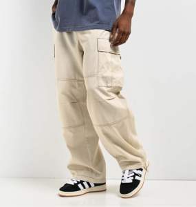 Pantalones Deportivos de Felpa para Hombre, Estilo Cargo, Cintura Media, Corte Holgado, Pierna Ancha, Mezcla de Algodón Ecológico - Product Image 3