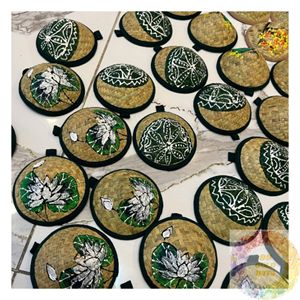 Porte-clés décoratif en roseau naturel, fait main, tressé en jonc, ornement cadeau, breloque de sac, accessoire rustique, souvenir - Product Image 1