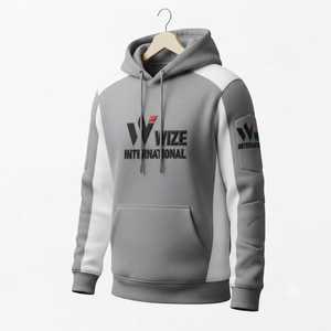 Sweat-shirt à capuche pour homme, manches raglan, gris et blanc, polyester, décontracté, vêtements d'automne, sweat-shirt de sport MMA - Product Image 4