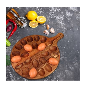 Plato de madera ecológico para huevos rellenos, tabla de embutidos de Pascua, utensilios para huevos para exhibición en mesa - Product Image 2