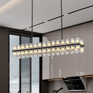 Lampadario di Lusso Rettangolare in Cristallo (L005030 D54 P60B/W1340P310780) con Cornice Nera e Cristalli K9 per Lampadari e Lampade a Sospensione - Product Image 1