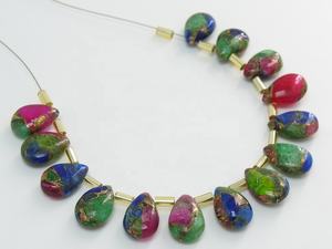 Piedras Preciosas Naturales de Turquesa Mojave Cobre, Hechas a Mano, 14X10MM, Forma de Lágrima, Sueltas y Lisas para Joyería - Product Image 6