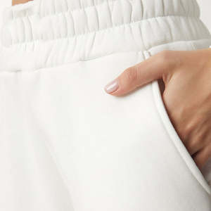 Conjunto de Sudadera y Pantalones Deportivos de Dos Piezas para Mujer, Color Blanco Sólido, Felpa, Corte Regular, Ecológico, 380g - Product Image 5