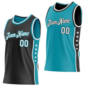 Trendy Two Way Teal Black Reversible Bball Outfit Design Customizable Training Gear Mesh Sleeveless Jersey Bottoms OEM Uniform - Product Image 2