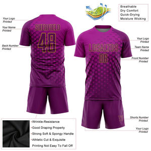 Diseño de Uniforme de Fútbol en Negro y Azul, Personalizado, Impreso, Camiseta de Fútbol de Manga Corta, Pantalones Cortos, Conjuntos de Fútbol de Secado Rápido - Product Image 2